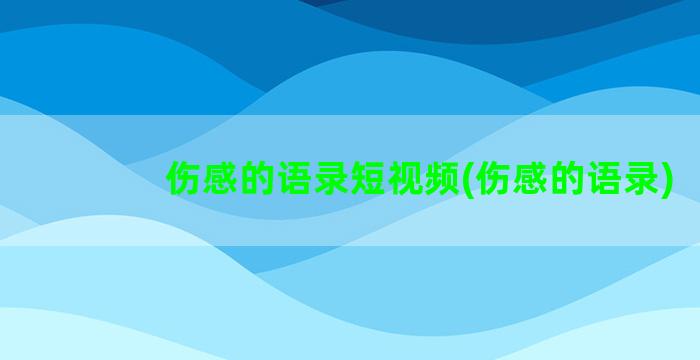 伤感的语录短视频(伤感的语录)