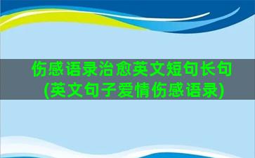 伤感语录治愈英文短句长句(英文句子爱情伤感语录)