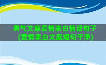 勇气文案爱情表白情话句子(爱情表白文案短句干净)