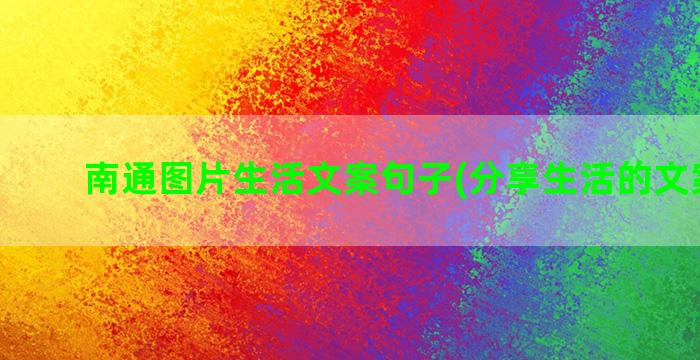 南通图片生活文案句子(分享生活的文案图片)