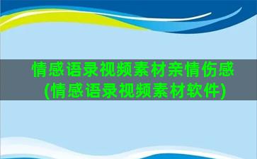 情感语录视频素材亲情伤感(情感语录视频素材软件)