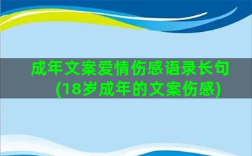 成年文案爱情伤感语录长句(18岁成年的文案伤感)