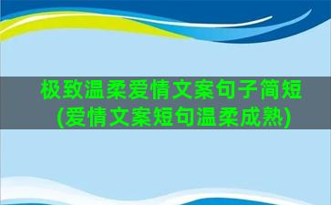 极致温柔爱情文案句子简短(爱情文案短句温柔成熟)