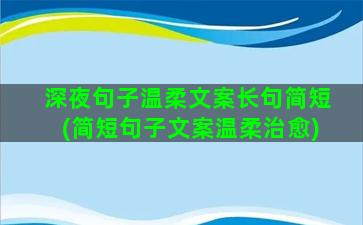 深夜句子温柔文案长句简短(简短句子文案温柔治愈)